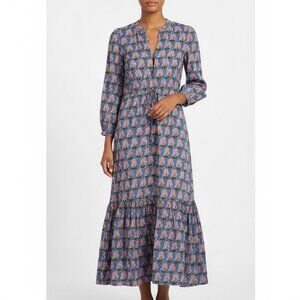 Emerson Fry India Collection Frances Dress Blue PInk Cotton XS Like New